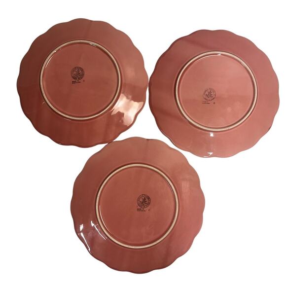 Bordallo Pinheiro Vintage Ingrid Pink Majolica Floral Dinner Plates-Set of 3 - Picture 5 of 6